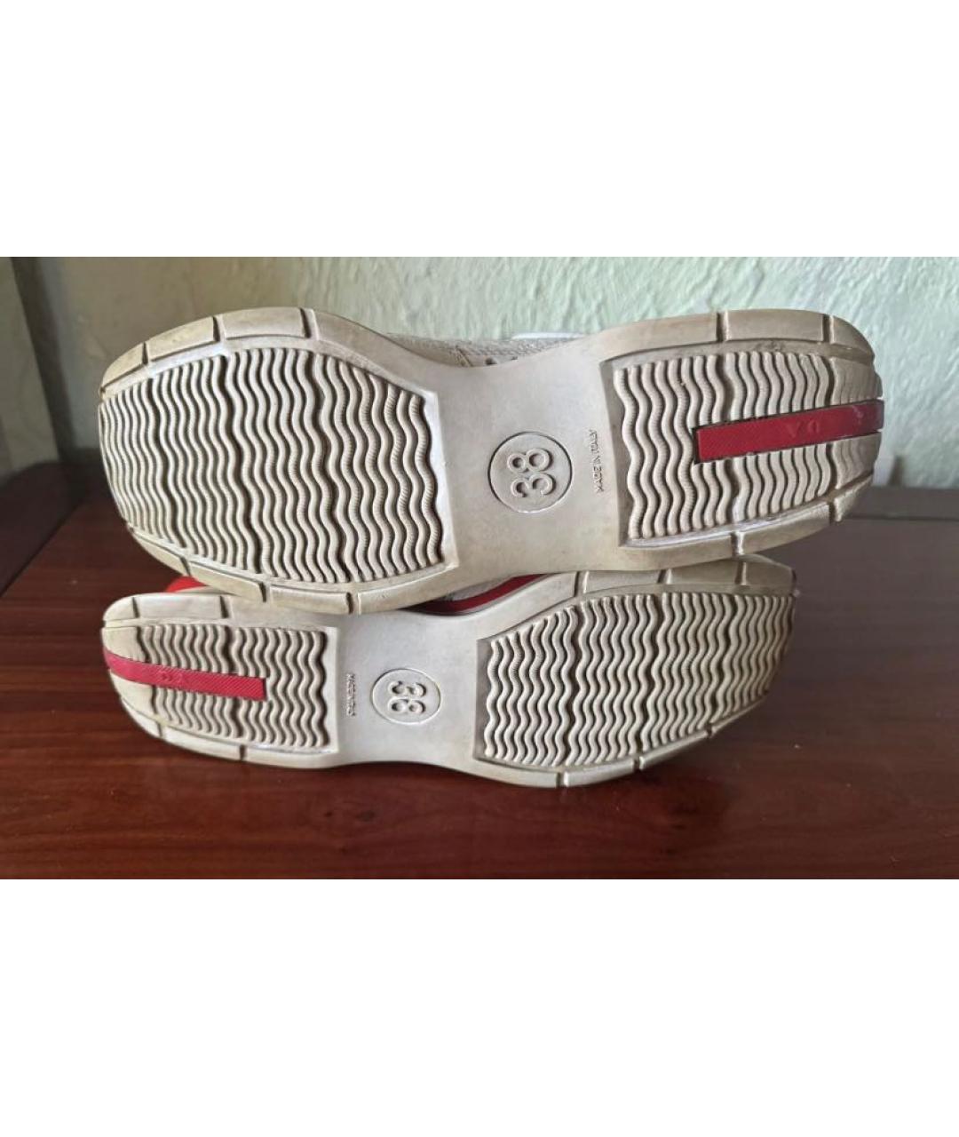 PRADA Белые кожаные кроссовки, фото 7