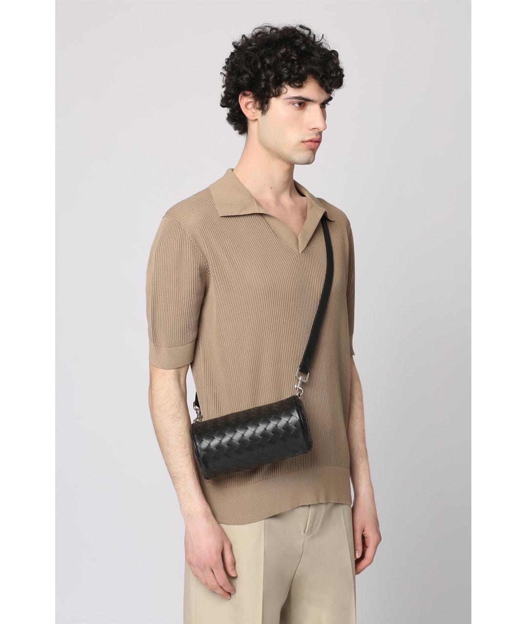 BOTTEGA VENETA Черная кожаная сумка на плечо, фото 7