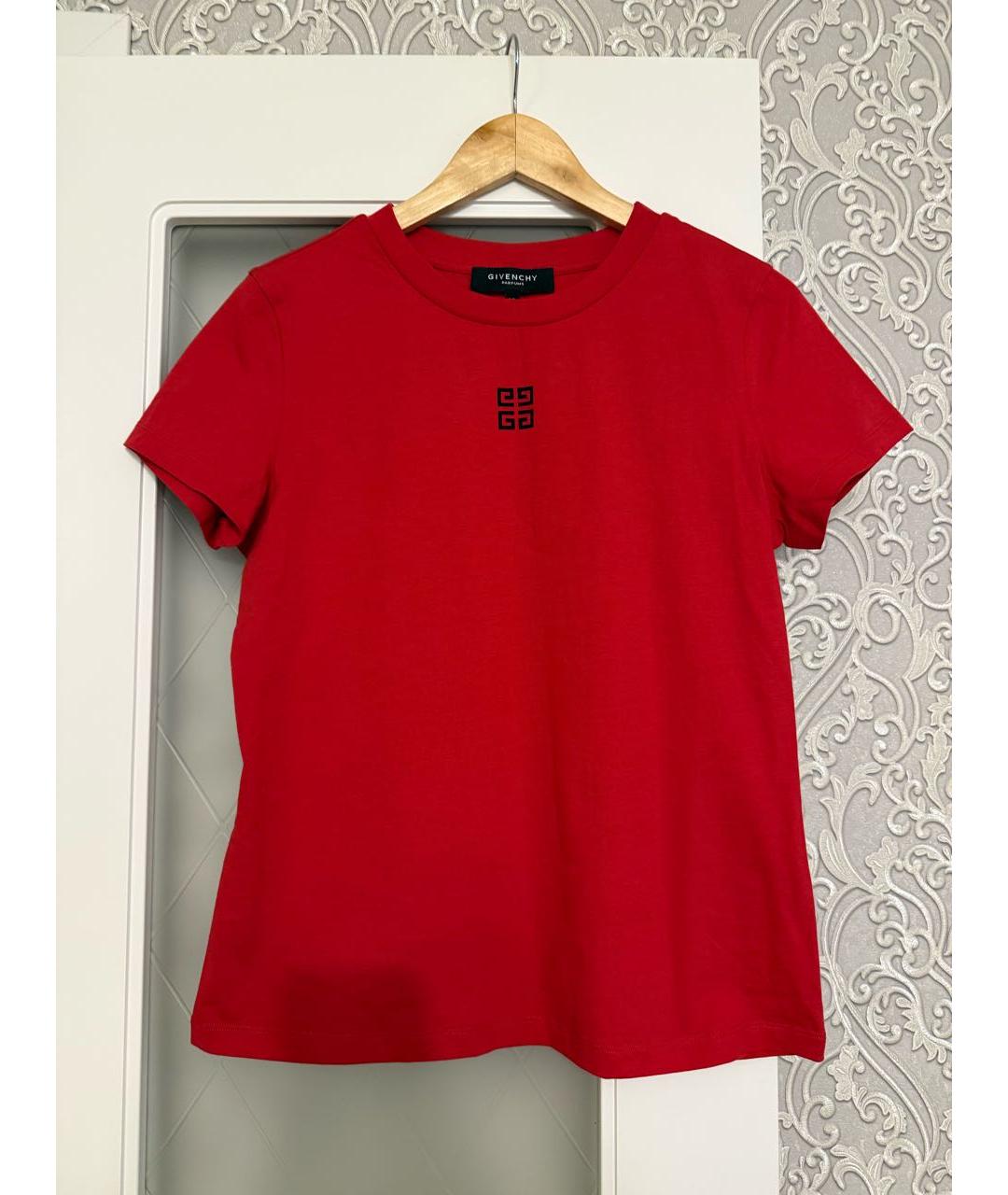 GIVENCHY Красная хлопковая футболка, фото 6
