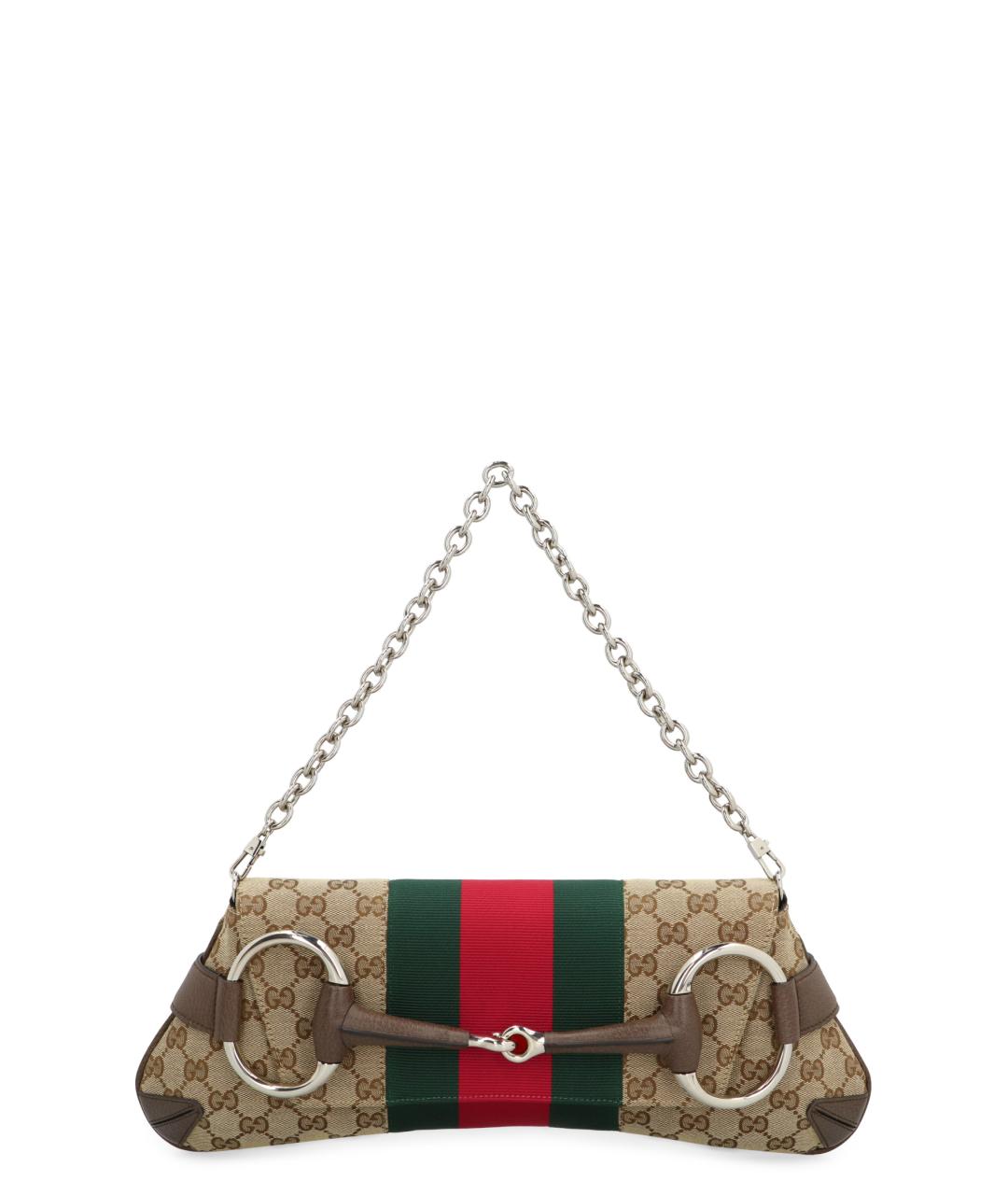 GUCCI Бежевая жаккардовая сумка через плечо, фото 1