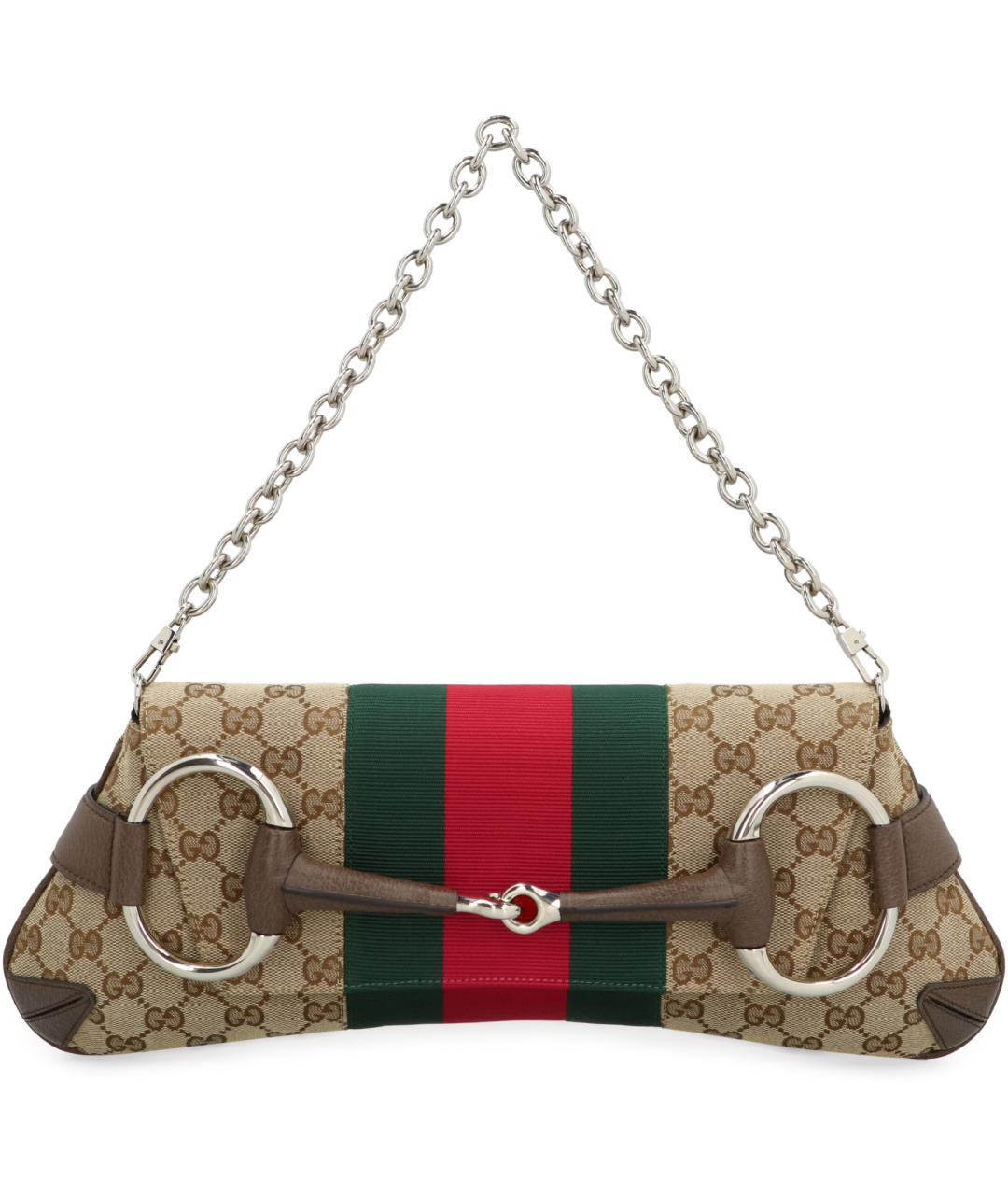 GUCCI Бежевая жаккардовая сумка через плечо, фото 2