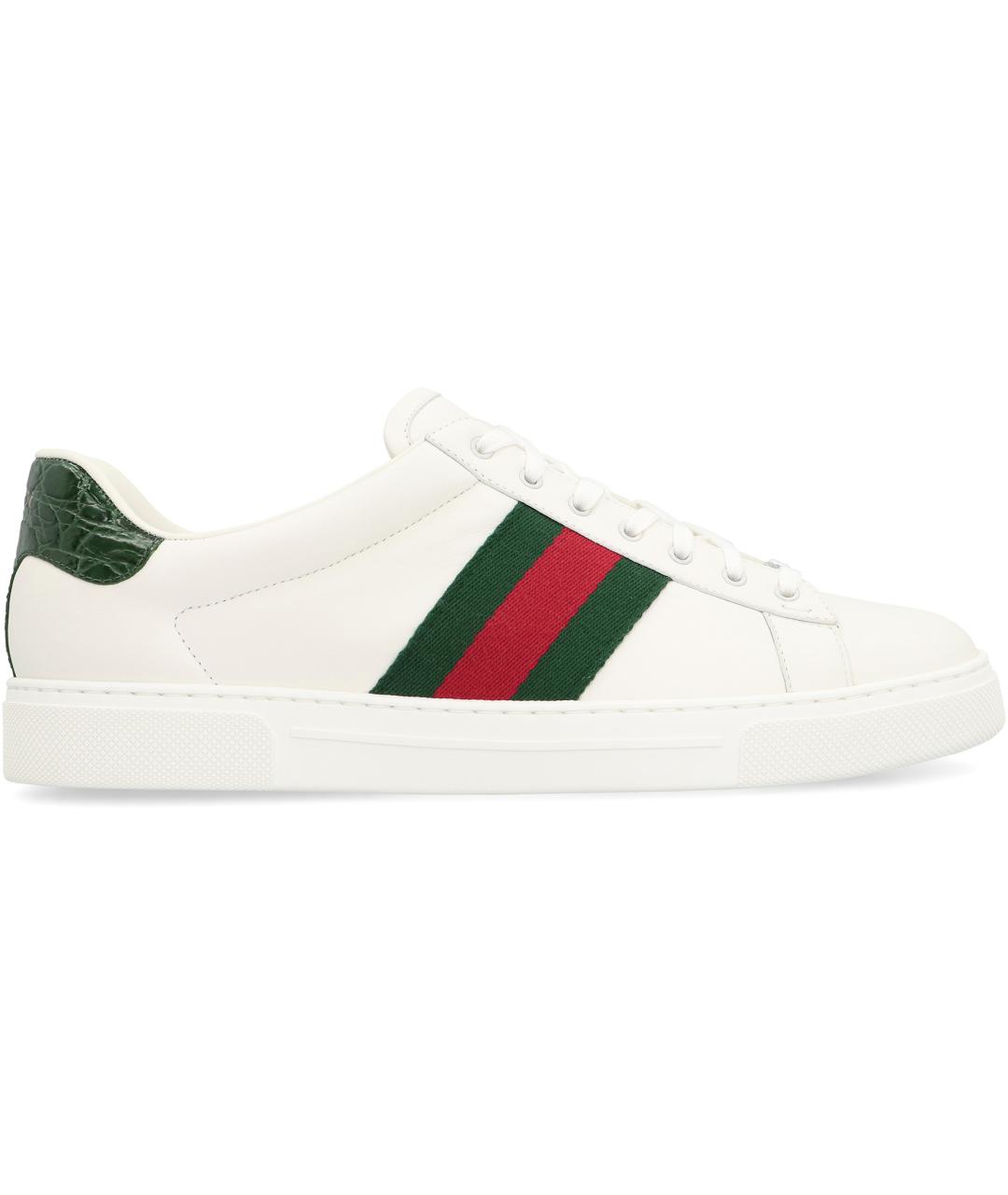 GUCCI Белые кожаные низкие кроссовки / кеды, фото 2