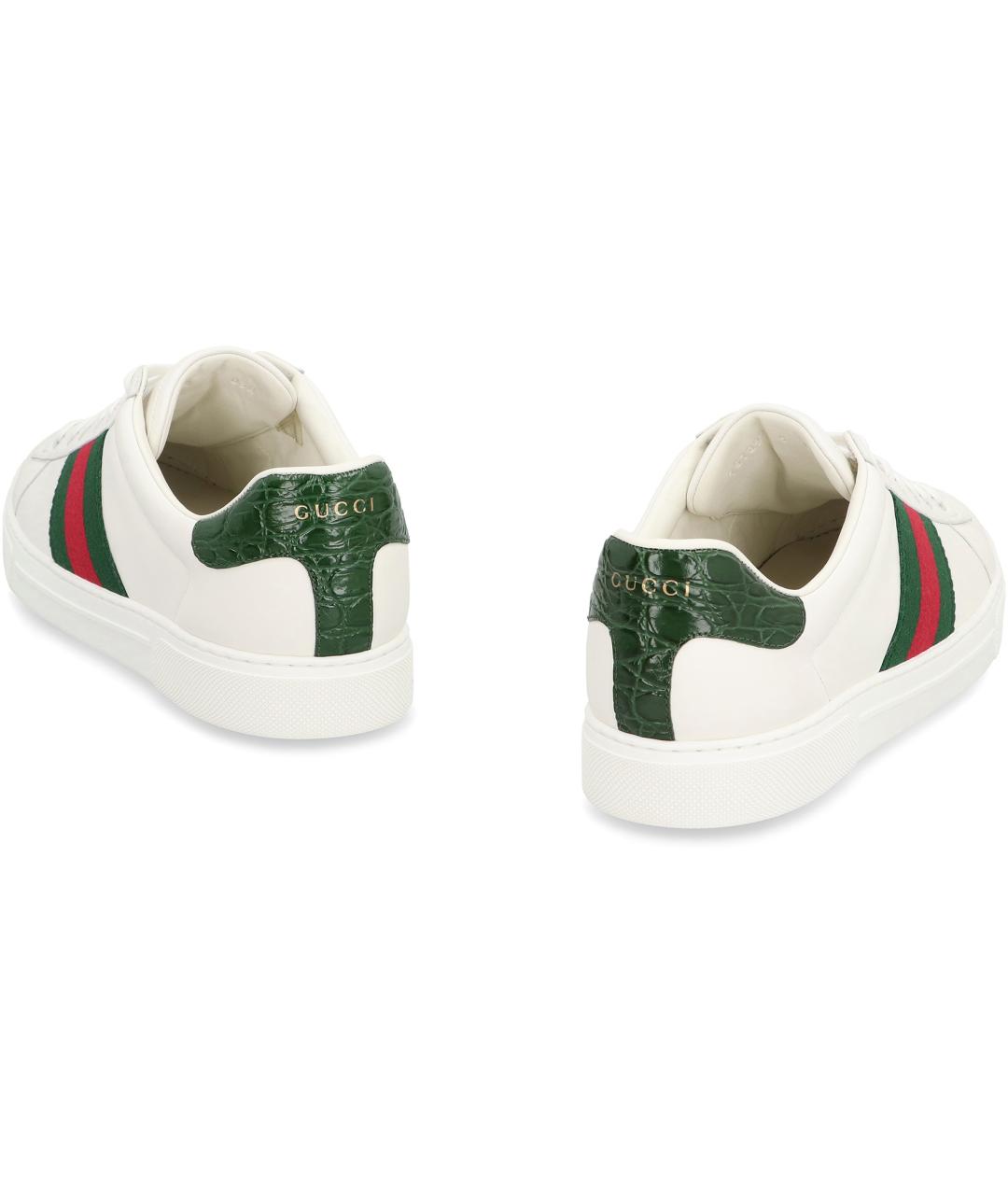 GUCCI Белые кожаные низкие кроссовки / кеды, фото 4