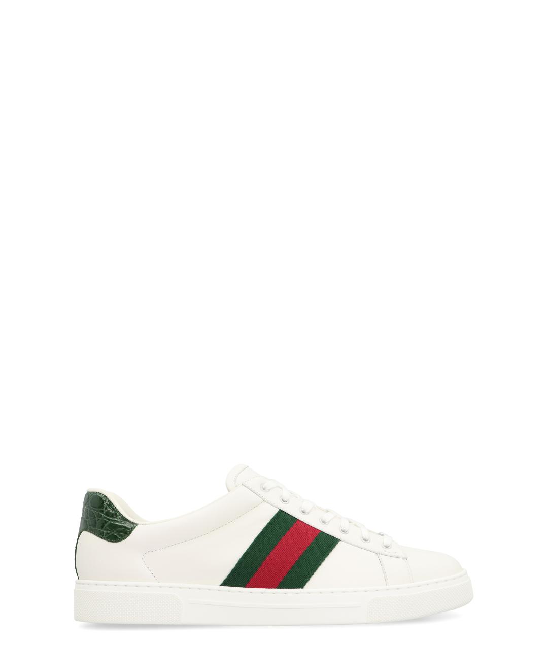 GUCCI Белые кожаные низкие кроссовки / кеды, фото 1
