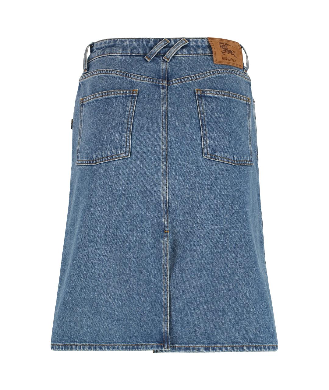 BURBERRY Синяя хлопковая юбка мини, фото 2