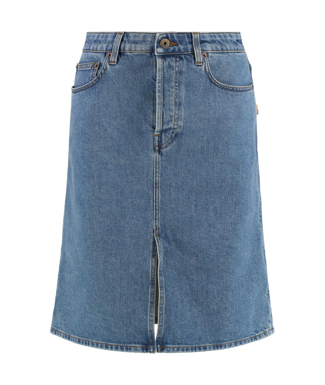 BURBERRY Синяя хлопковая юбка мини, фото 1