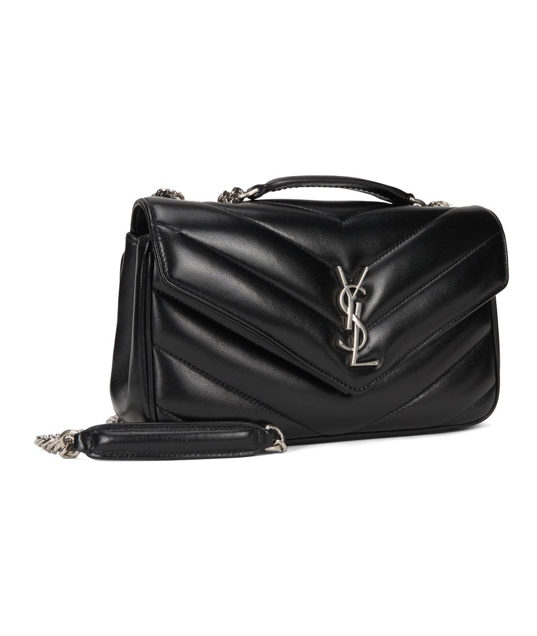 SAINT LAURENT Черная кожаная сумка через плечо, фото 2