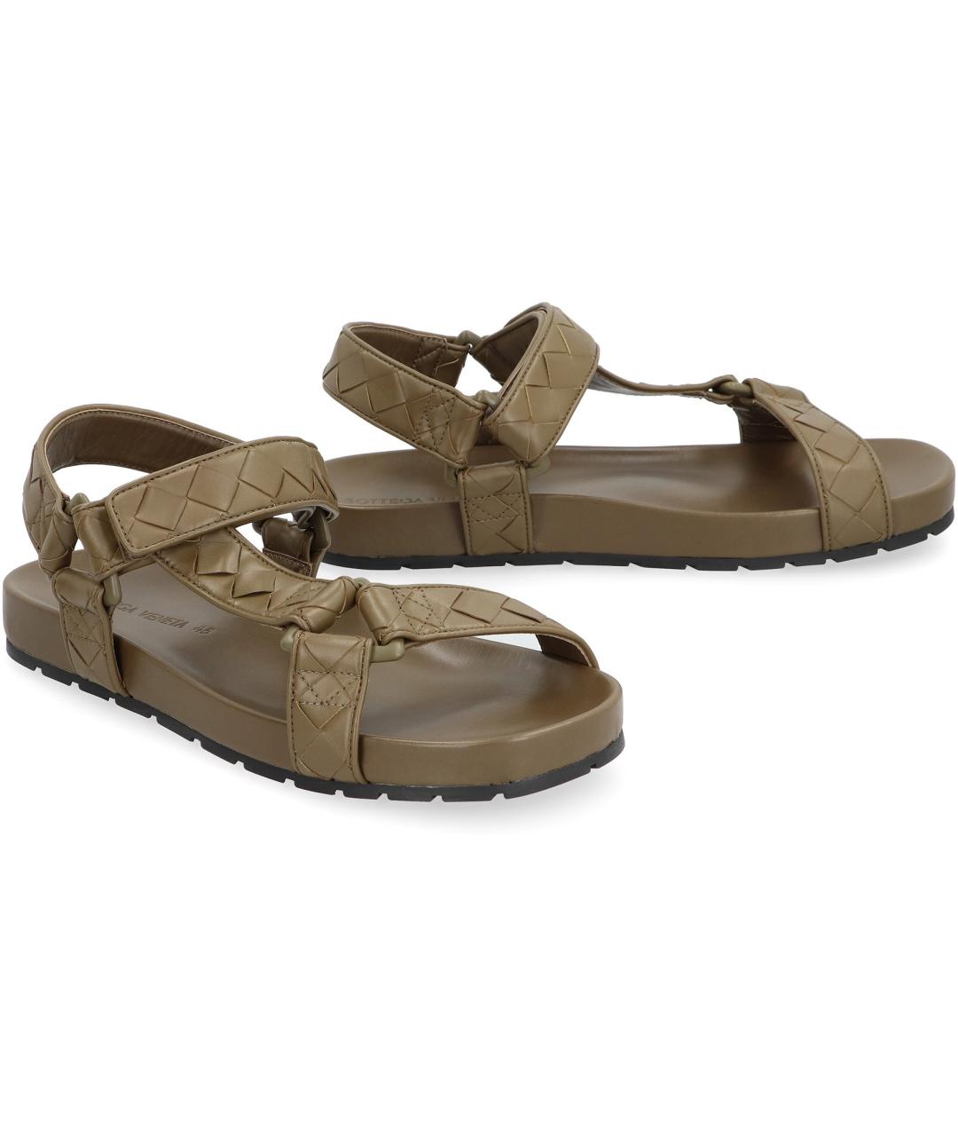 BOTTEGA VENETA Зеленые кожаные шлепанцы, фото 2