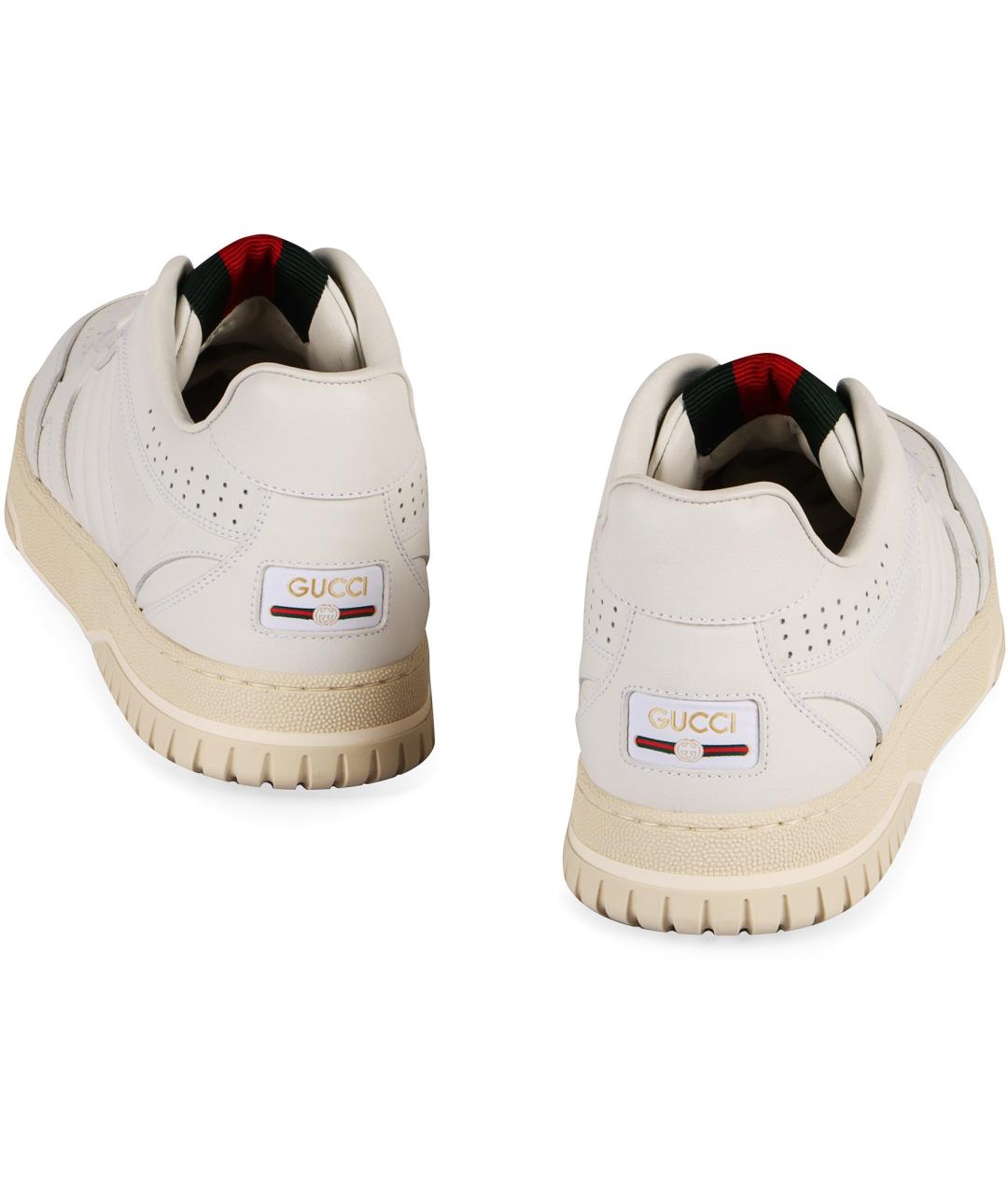 GUCCI Белые кожаные низкие кроссовки / кеды, фото 3