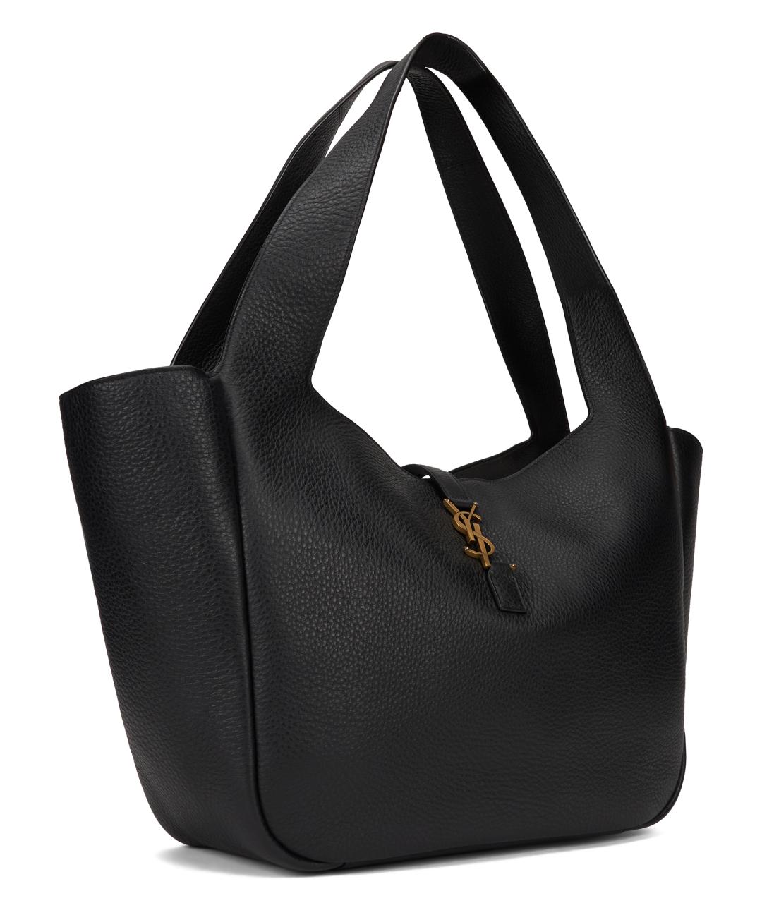 SAINT LAURENT Черная кожаная сумка тоут, фото 3