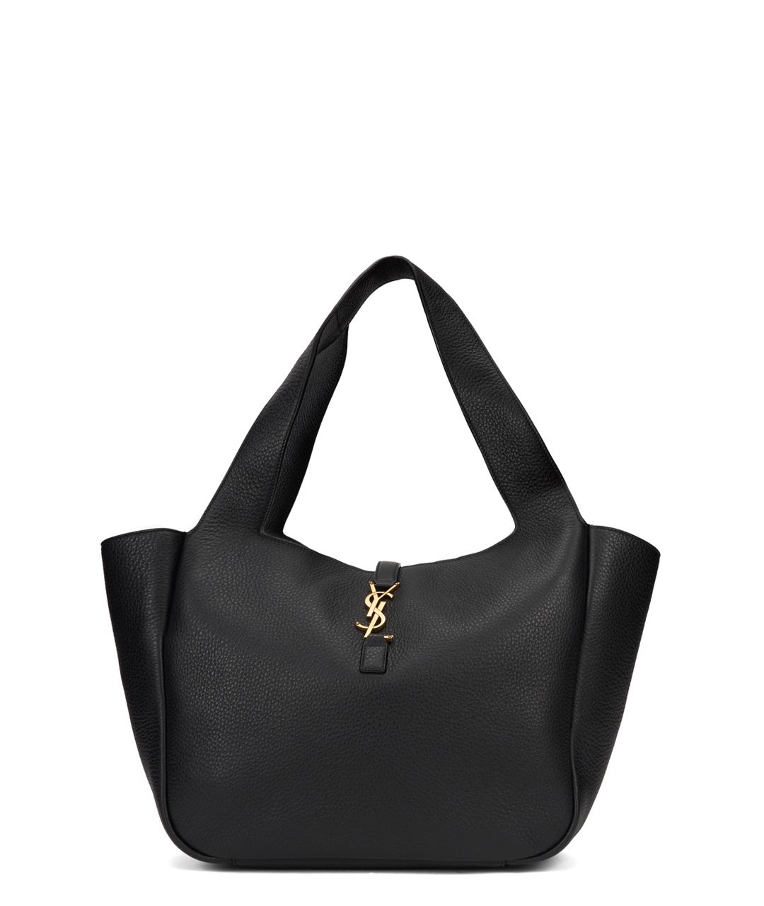 SAINT LAURENT Черная кожаная сумка тоут, фото 1