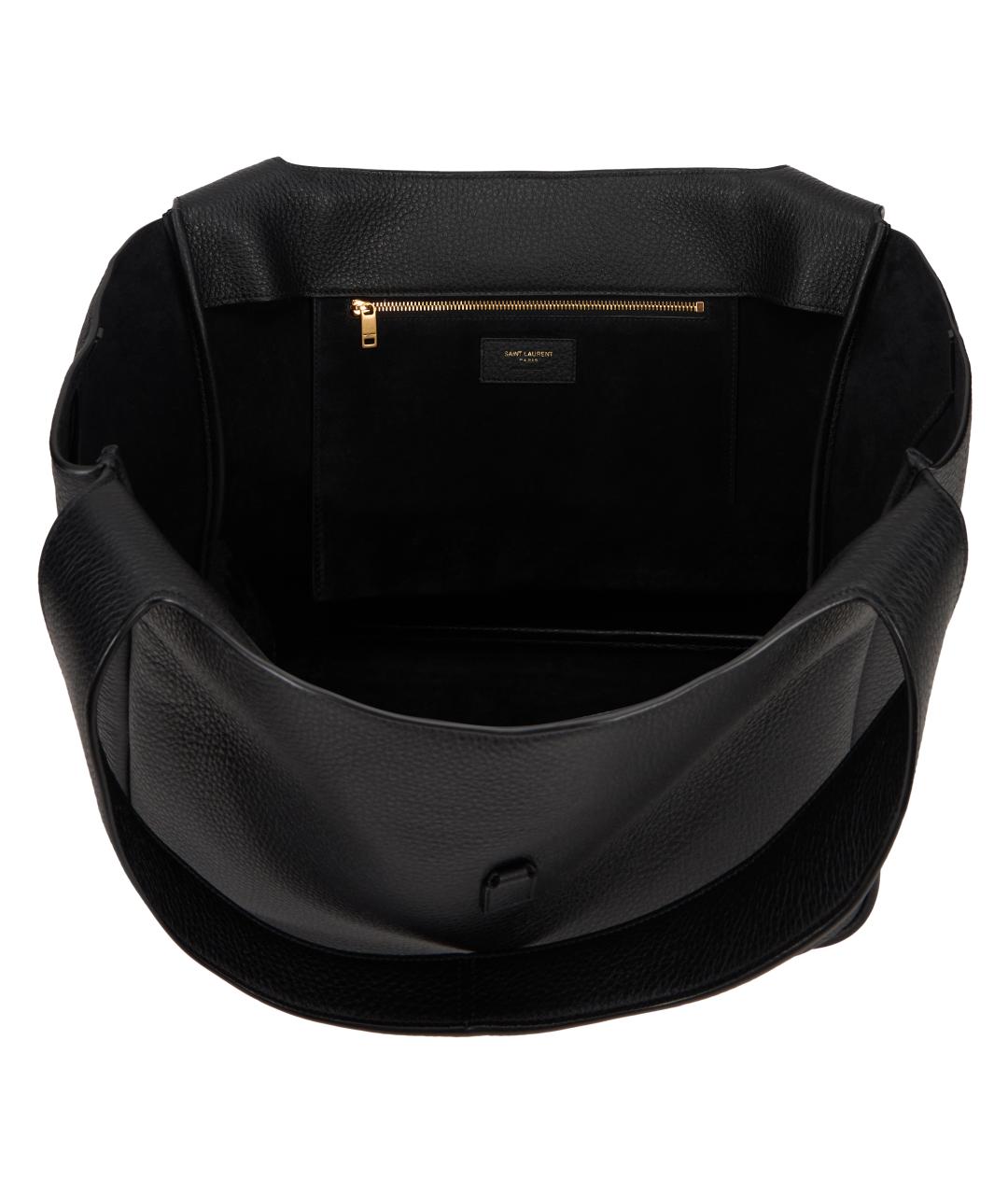 SAINT LAURENT Черная кожаная сумка тоут, фото 5