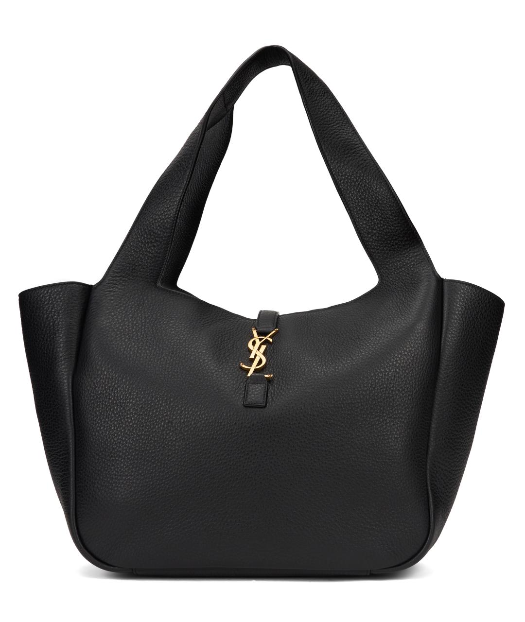SAINT LAURENT Черная кожаная сумка тоут, фото 2