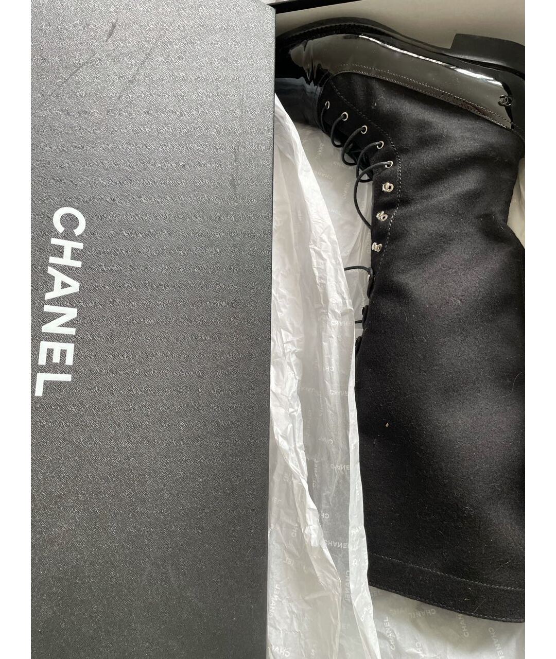 CHANEL PRE-OWNED Черные текстильные сапоги, фото 5