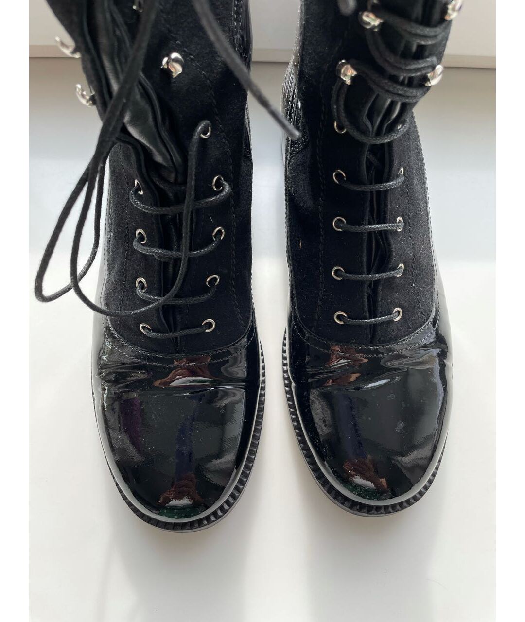 CHANEL Черные текстильные сапоги, фото 8