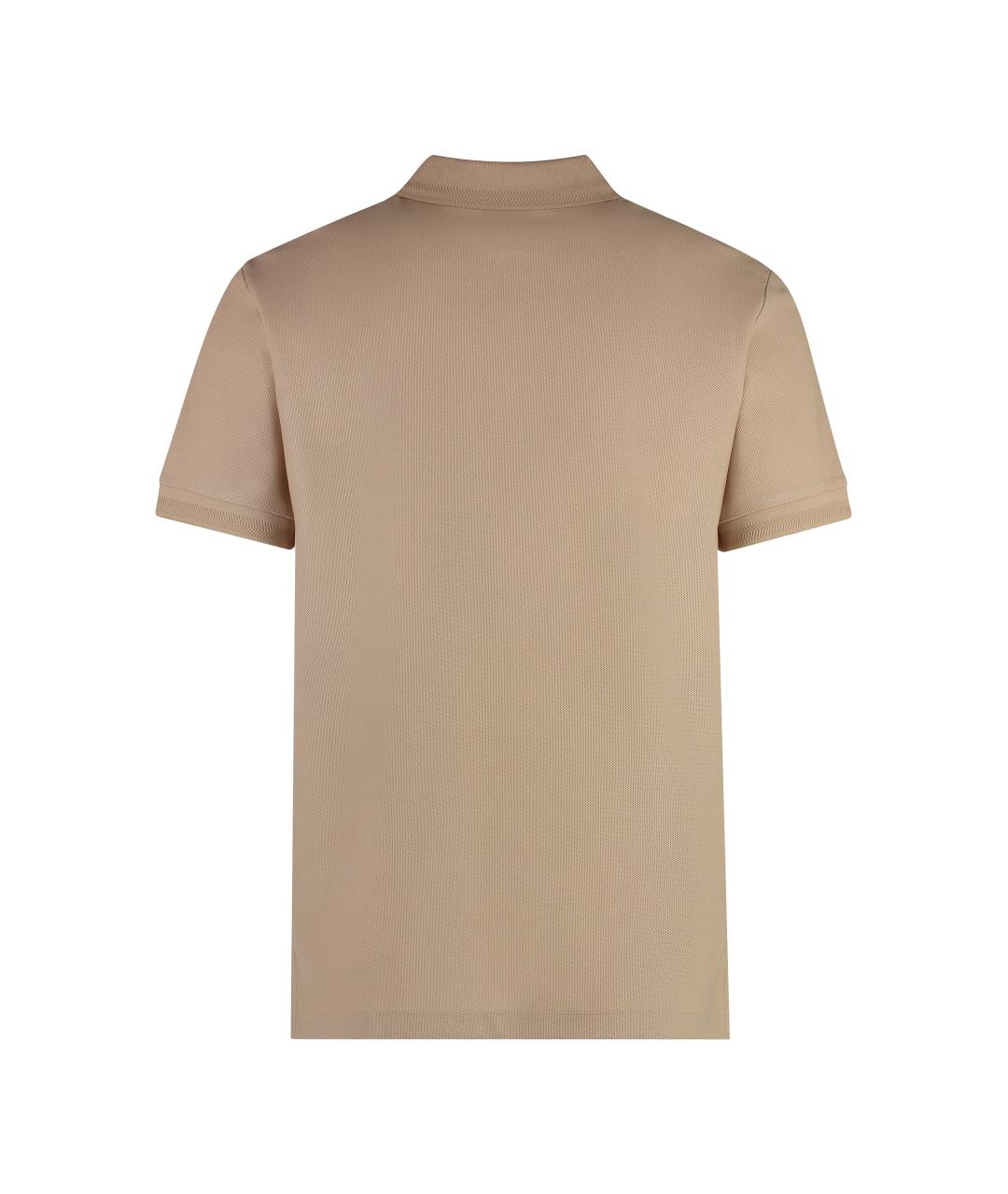 BURBERRY Бежевое хлопковое поло с коротким рукавом, фото 2
