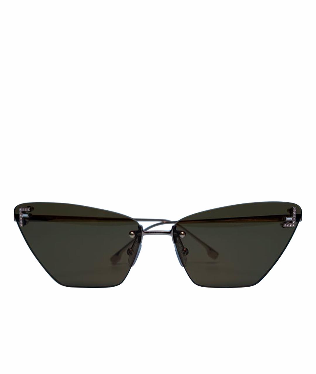 FENDI Коричневые металлические солнцезащитные очки, фото 1