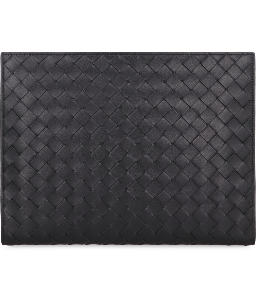 BOTTEGA VENETA Черная кожаная барсетка, фото 4