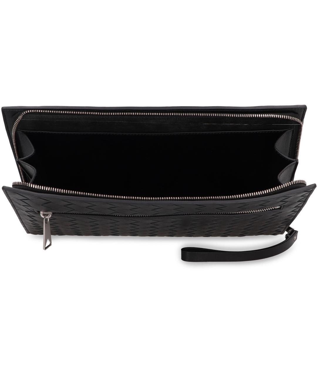 BOTTEGA VENETA Черная кожаная барсетка, фото 5