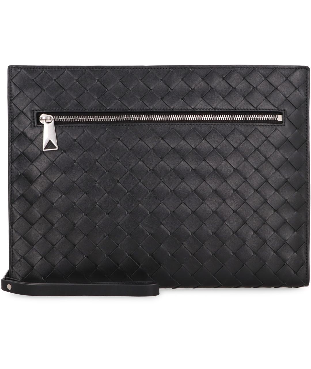 BOTTEGA VENETA Черная кожаная барсетка, фото 2