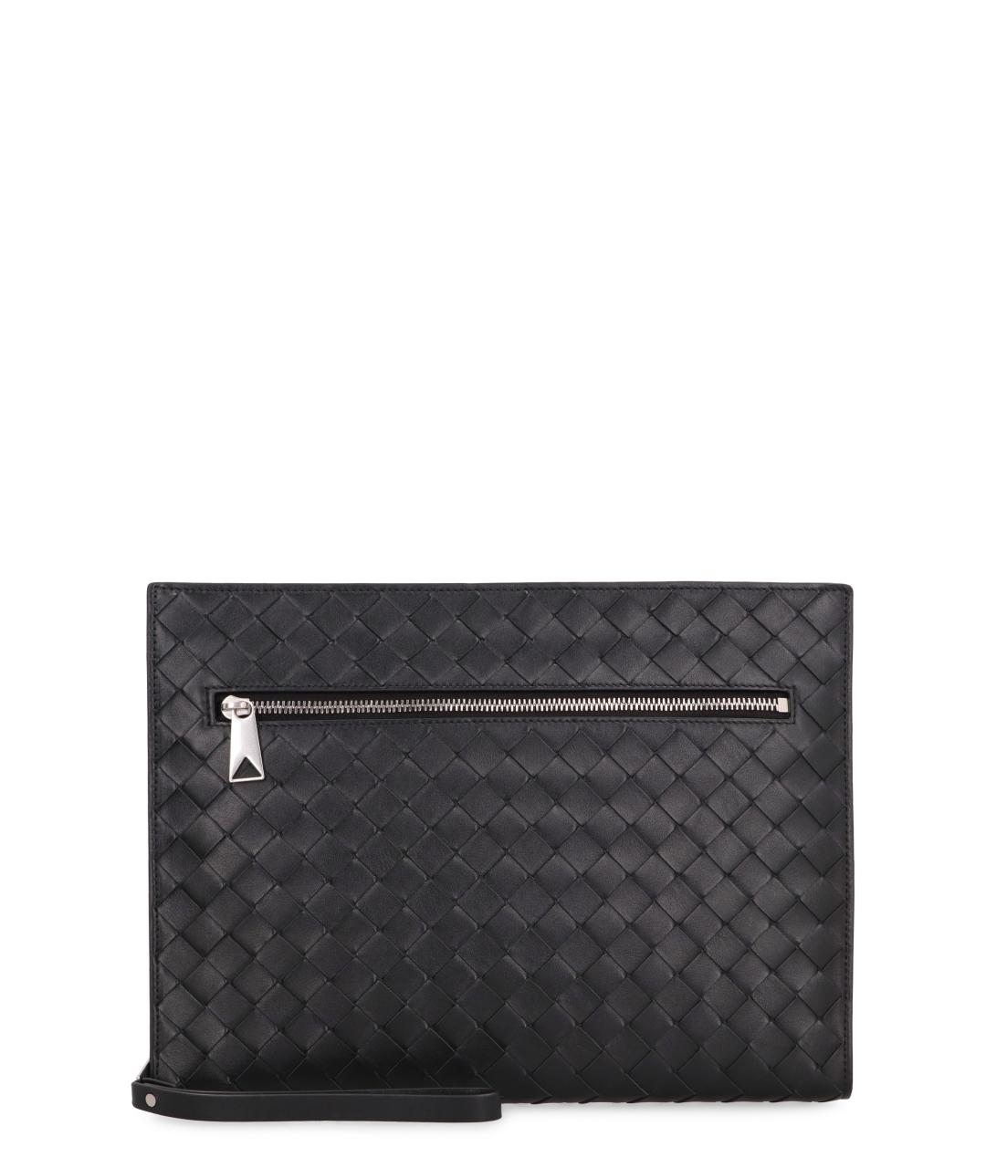 BOTTEGA VENETA Черная кожаная барсетка, фото 1