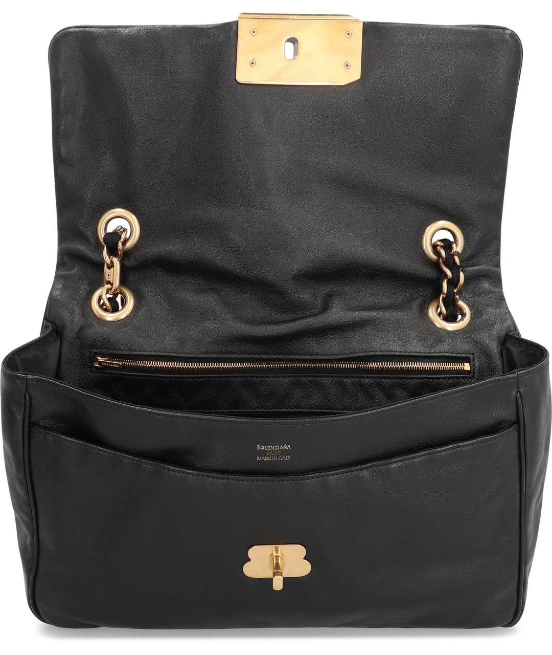 BALENCIAGA Черная кожаная сумка через плечо, фото 4