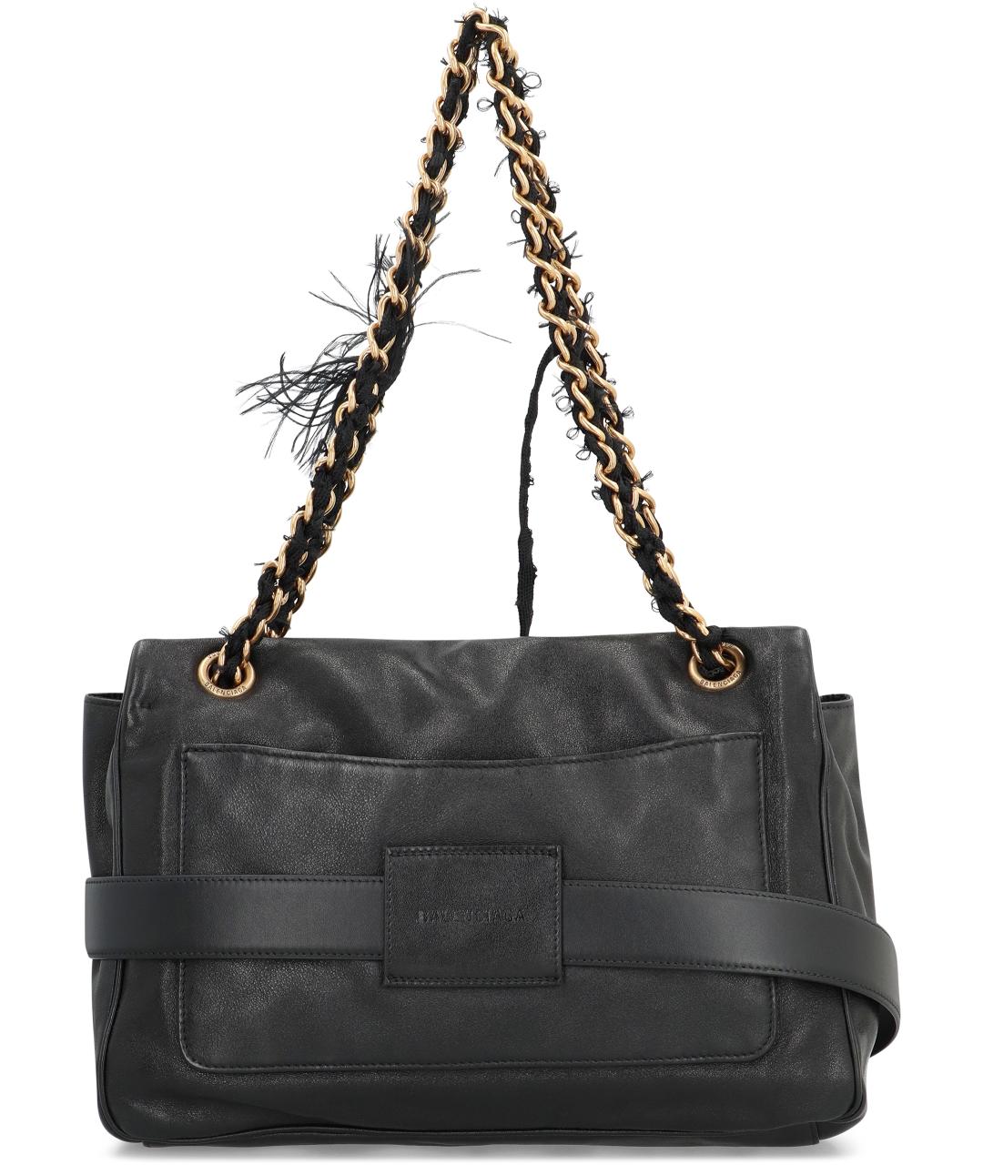 BALENCIAGA Черная кожаная сумка через плечо, фото 3