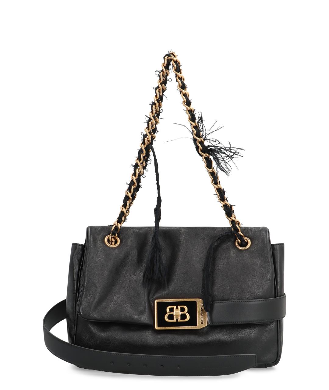 BALENCIAGA Черная кожаная сумка через плечо, фото 1