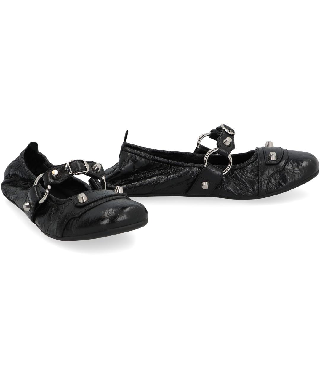 BALENCIAGA Черные кожаные балетки, фото 3
