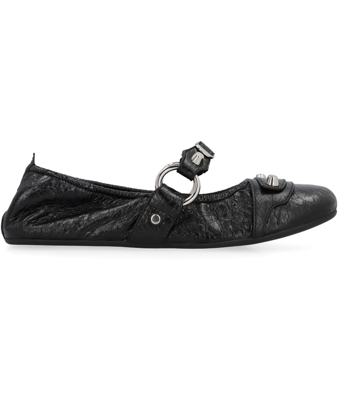 BALENCIAGA Черные кожаные балетки, фото 2