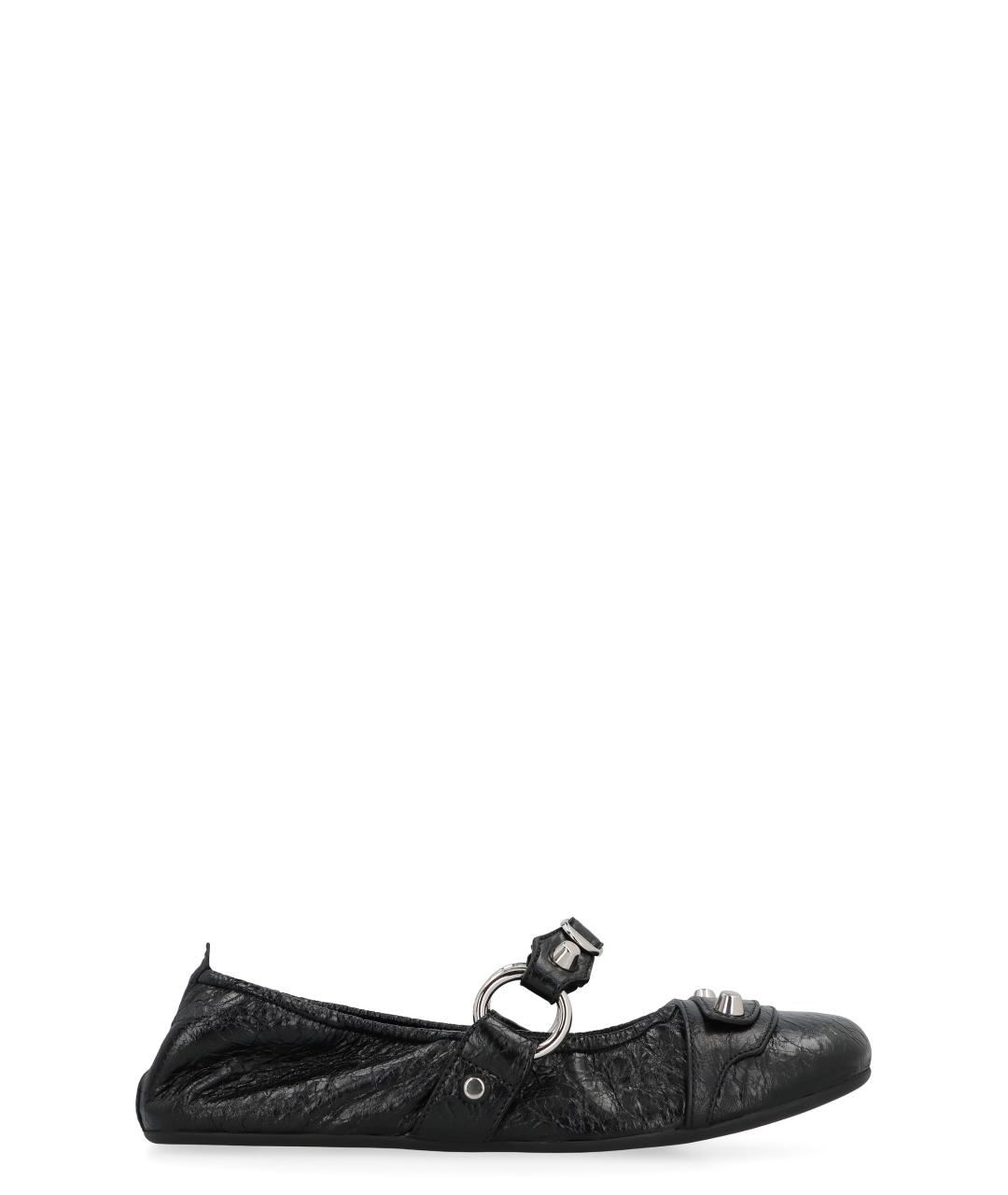 BALENCIAGA Черные кожаные балетки, фото 1