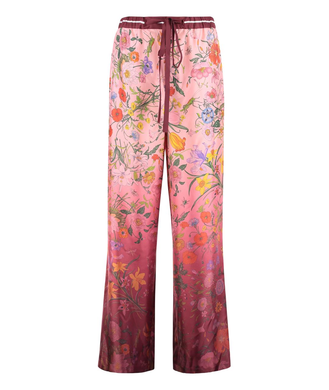 GUCCI Мульти шелковые брюки широкие, фото 1