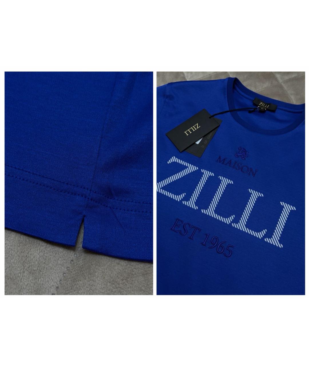 ZILLI Синяя хлопковая футболка, фото 6