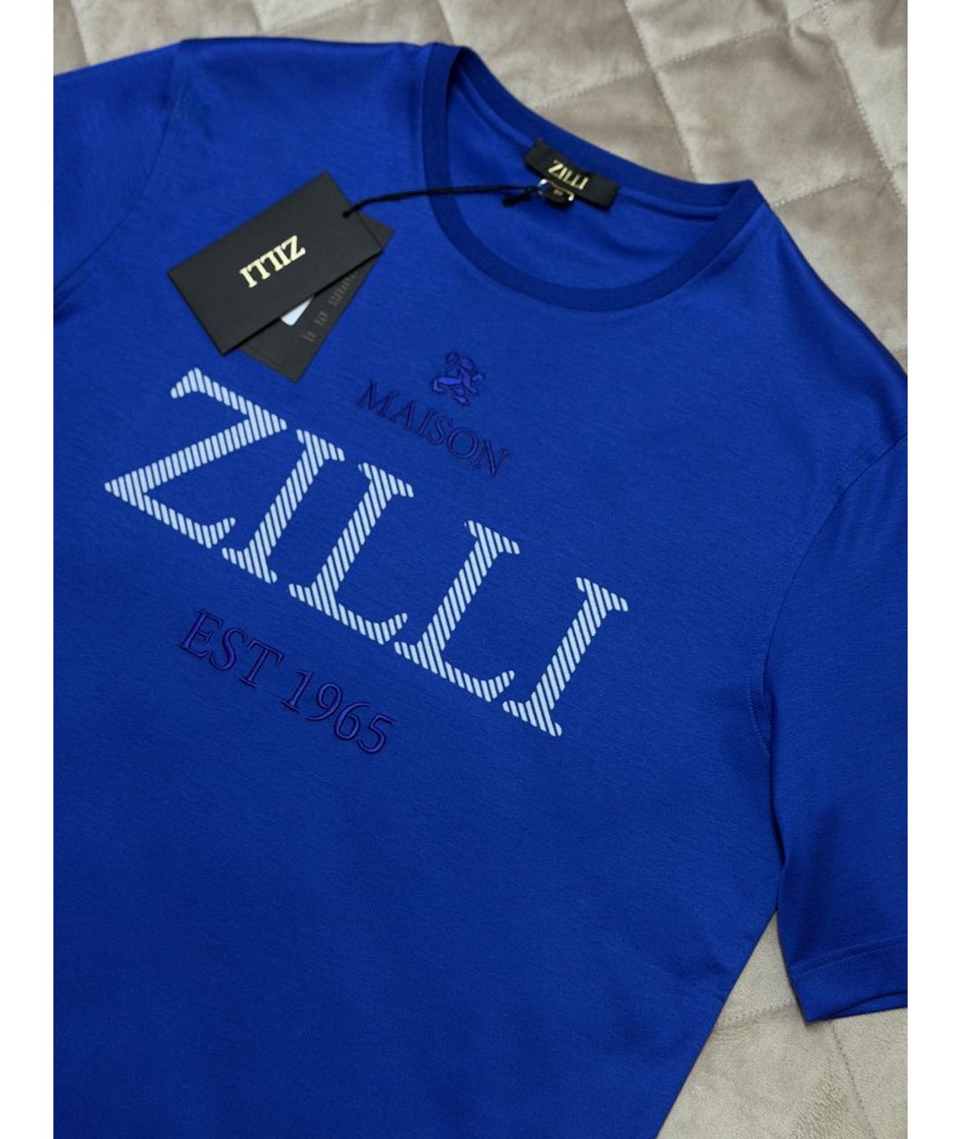 ZILLI Синяя хлопковая футболка, фото 7