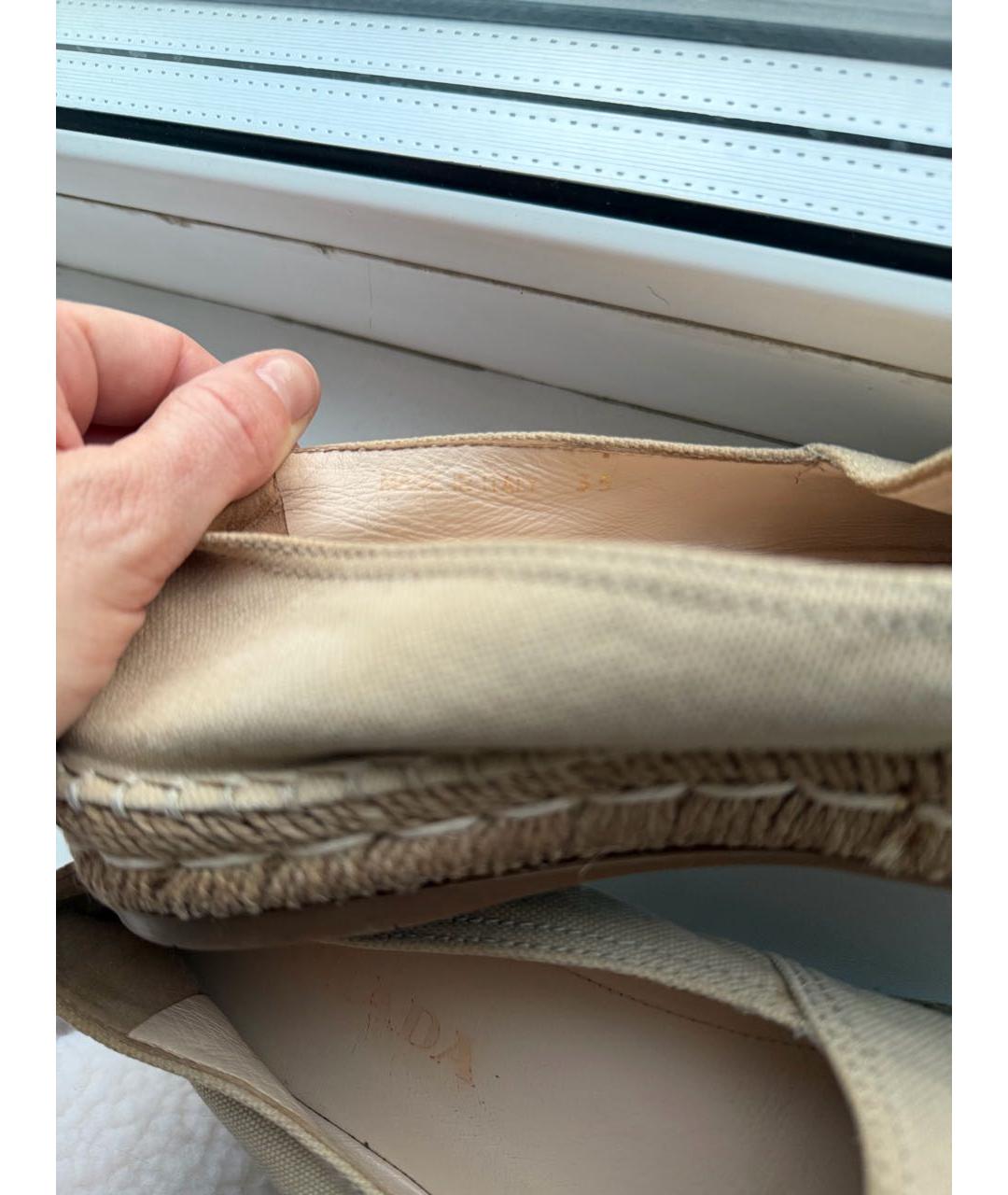 PRADA Бежевые текстильные эспадрильи, фото 6