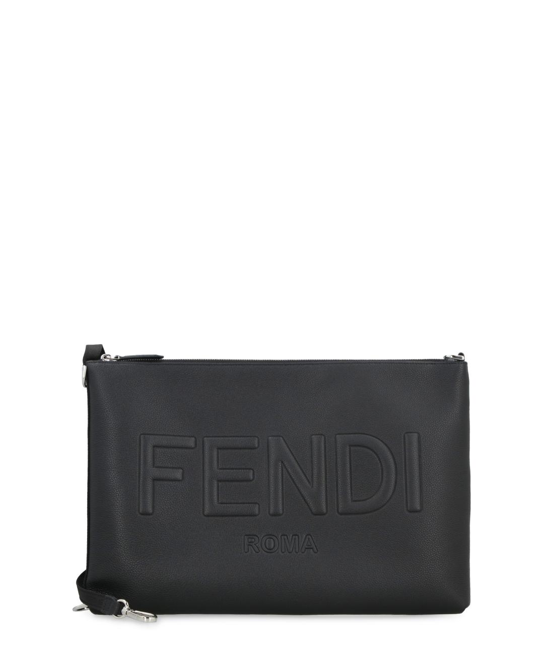 FENDI Черная кожаная сумка на плечо, фото 1