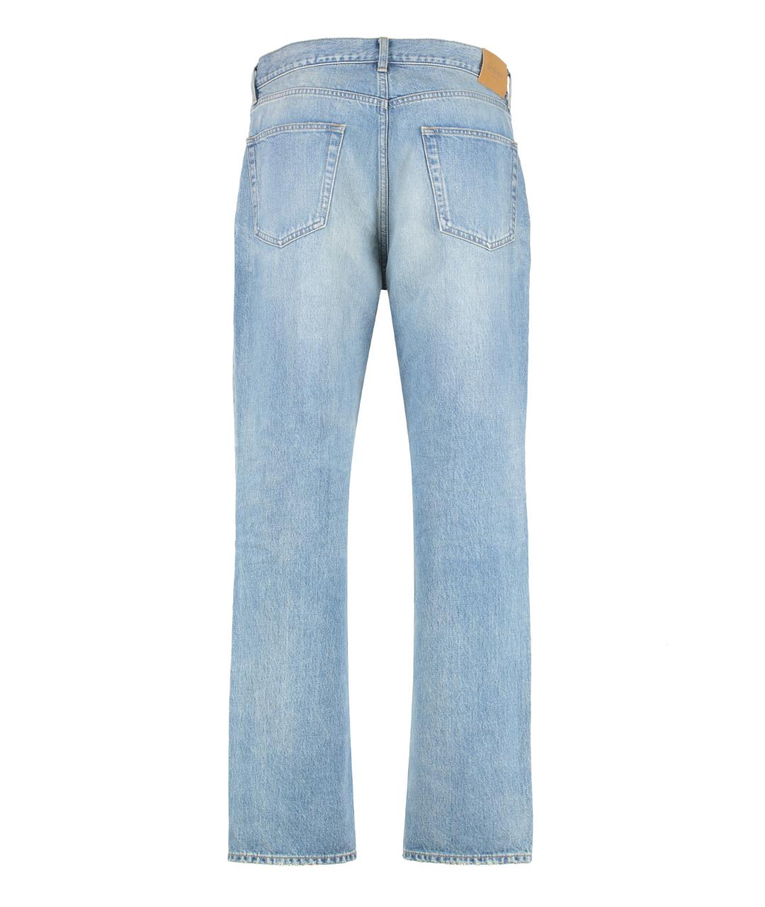 SAINT LAURENT Голубые хлопковые прямые джинсы, фото 2