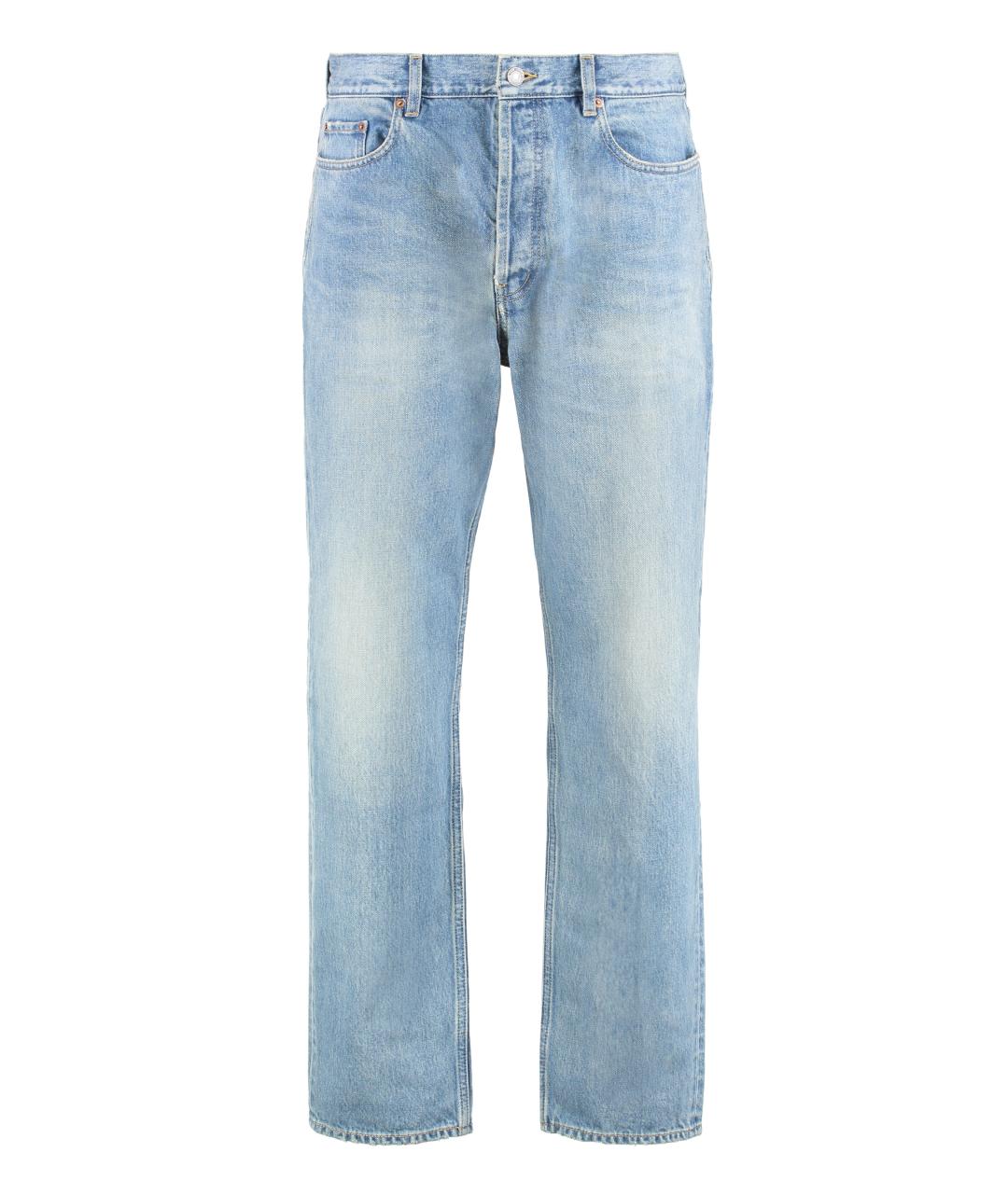 SAINT LAURENT Голубые хлопковые прямые джинсы, фото 1