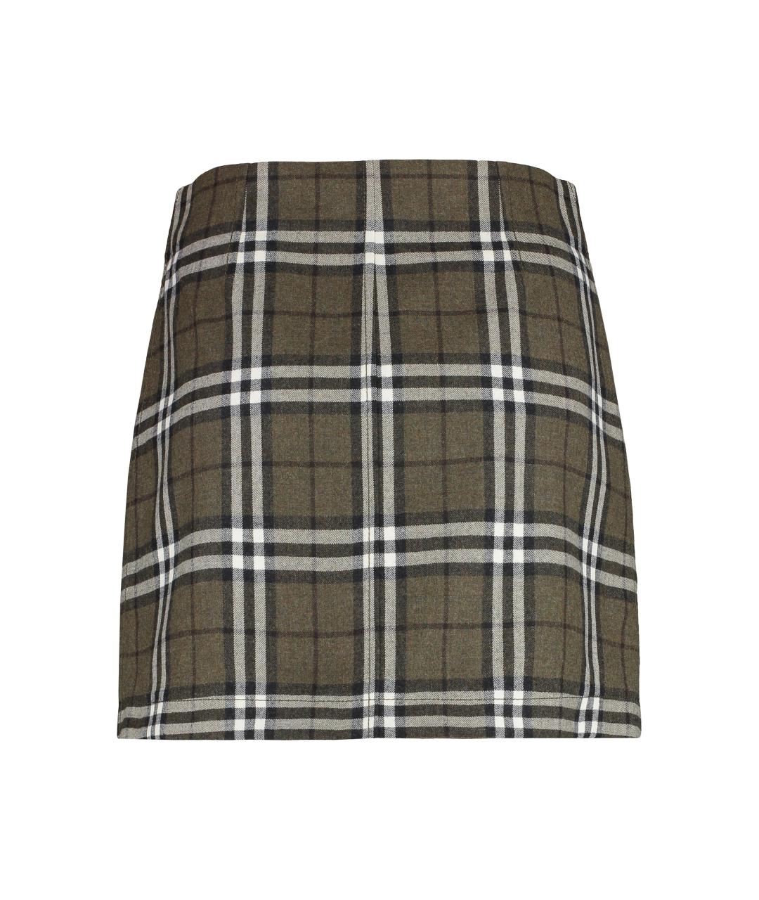 BURBERRY Зеленая шерстяная юбка мини, фото 2