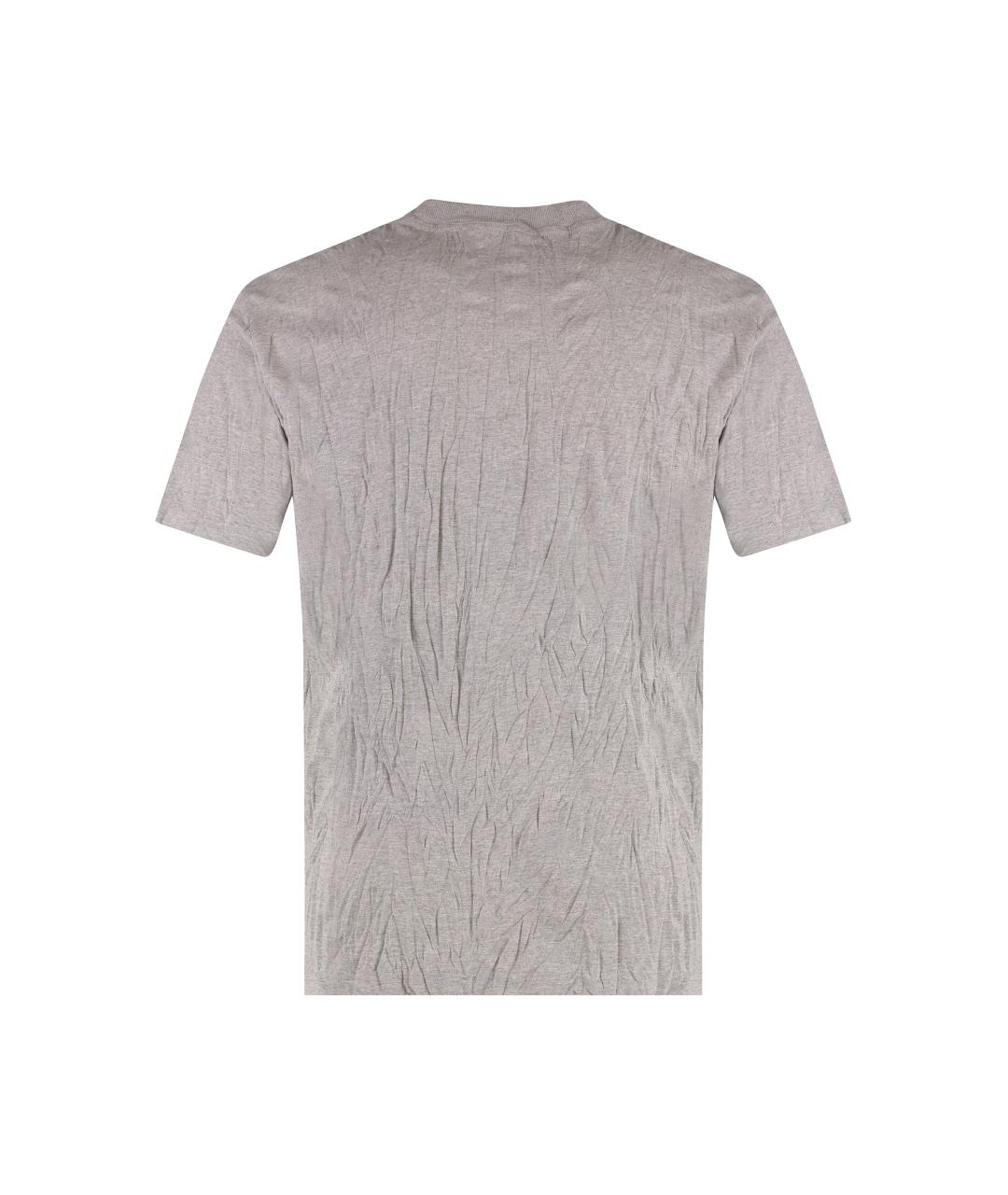 BOTTEGA VENETA Серая хлопко-полиэстеровая футболка, фото 2