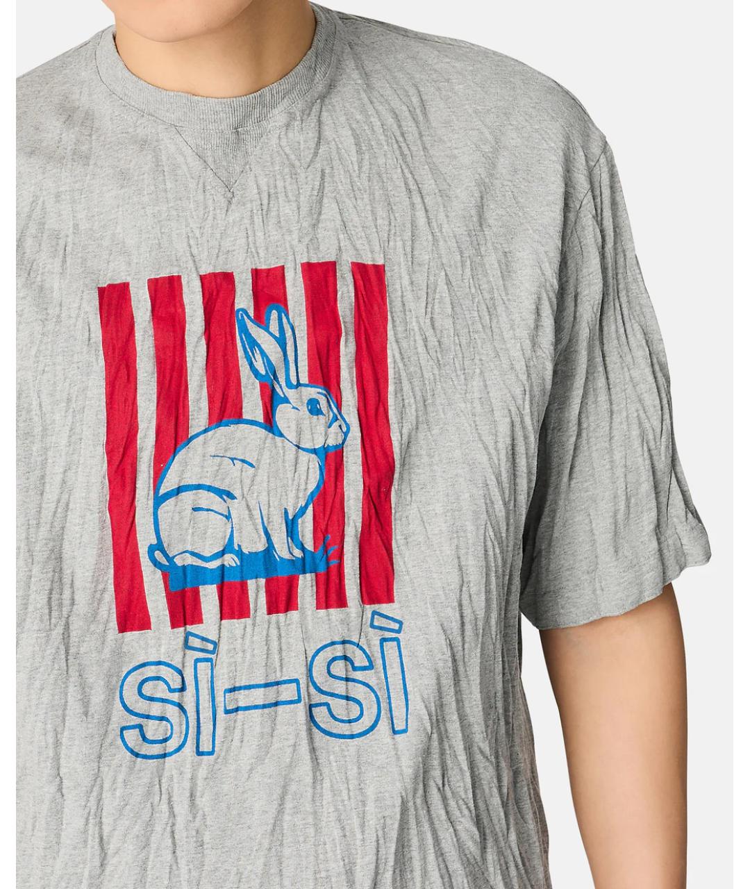 BOTTEGA VENETA Серая хлопко-полиэстеровая футболка, фото 3