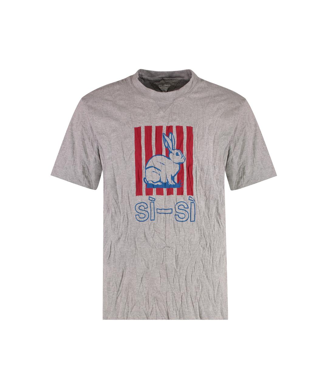 BOTTEGA VENETA Серая хлопко-полиэстеровая футболка, фото 1