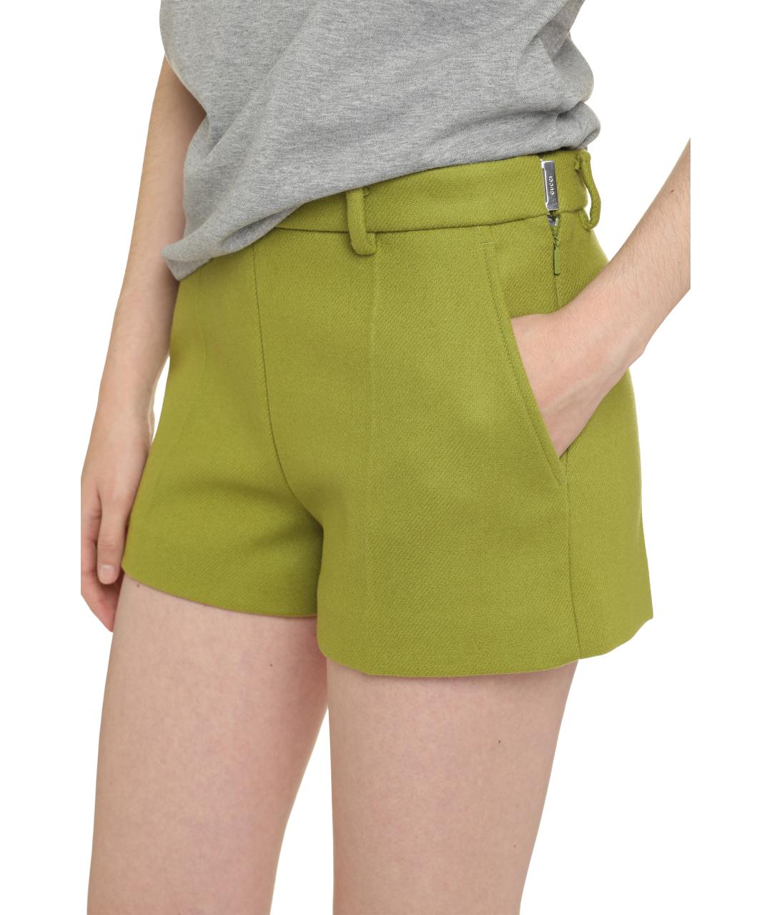 GUCCI Зеленые шерстяные шорты, фото 5