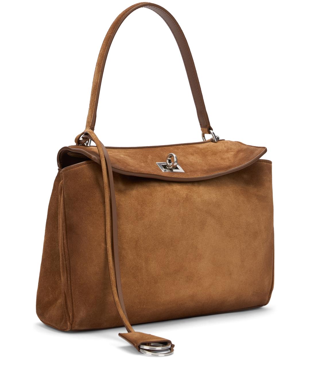 BALENCIAGA Бежевая замшевая сумка с короткими ручками, фото 2