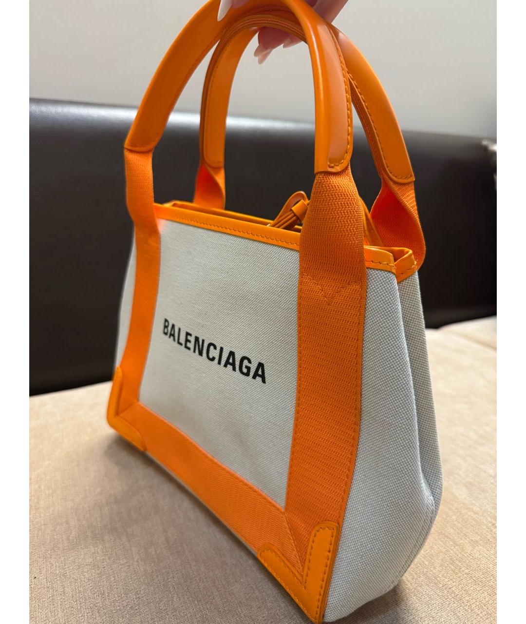 BALENCIAGA Белая кожаная сумка тоут, фото 5