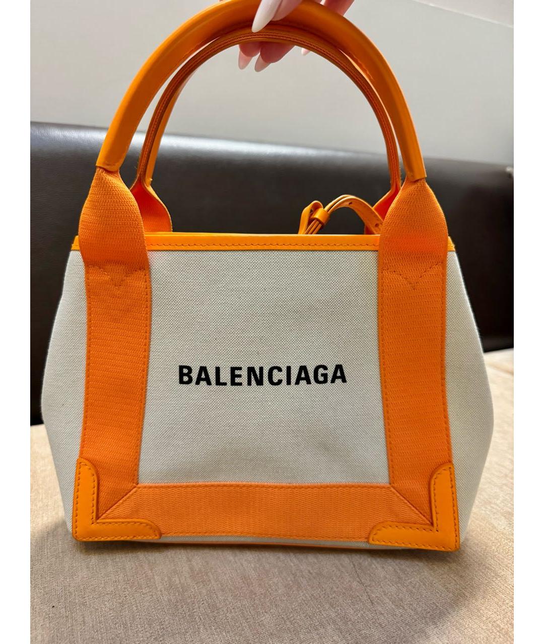 BALENCIAGA Белая кожаная сумка тоут, фото 6