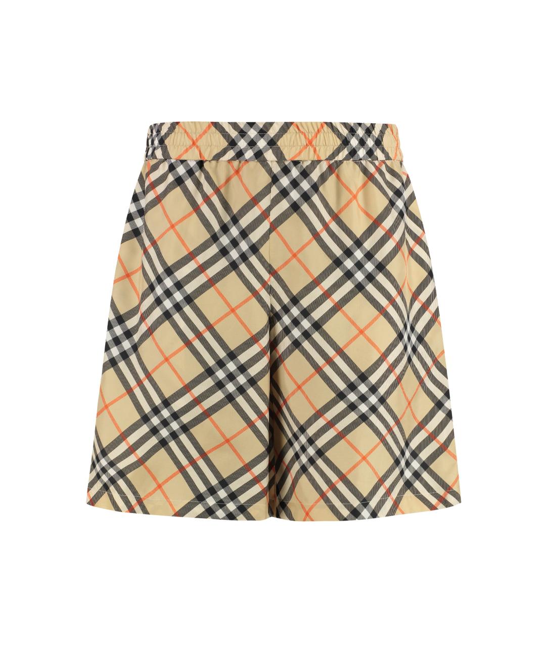 BURBERRY Бежевые шелковые шорты, фото 1