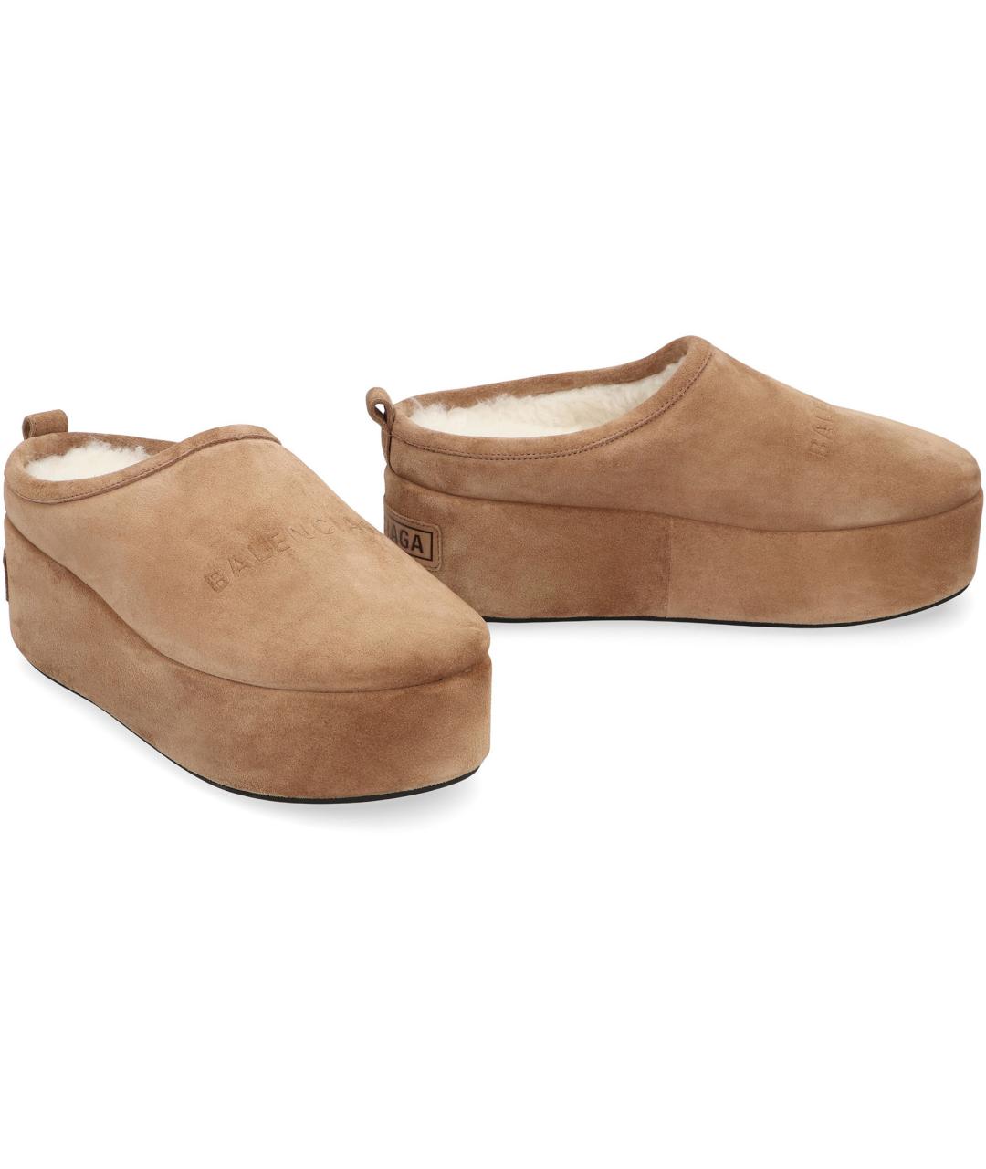 BALENCIAGA Коричневые нубуковые мюли, фото 3