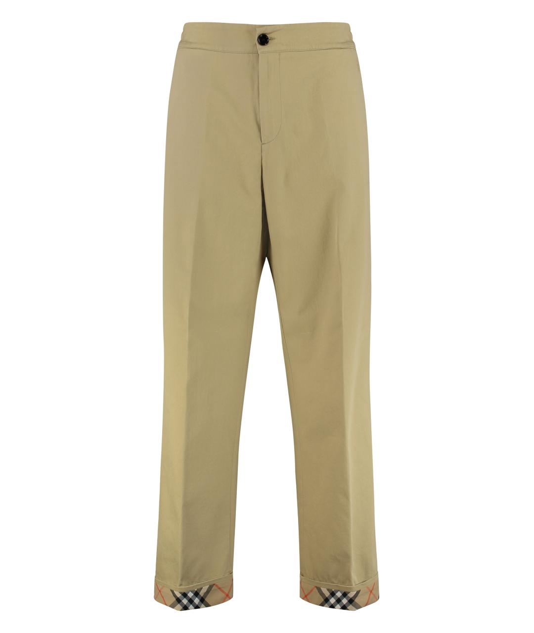 BURBERRY Бежевые хлопковые повседневные брюки, фото 1