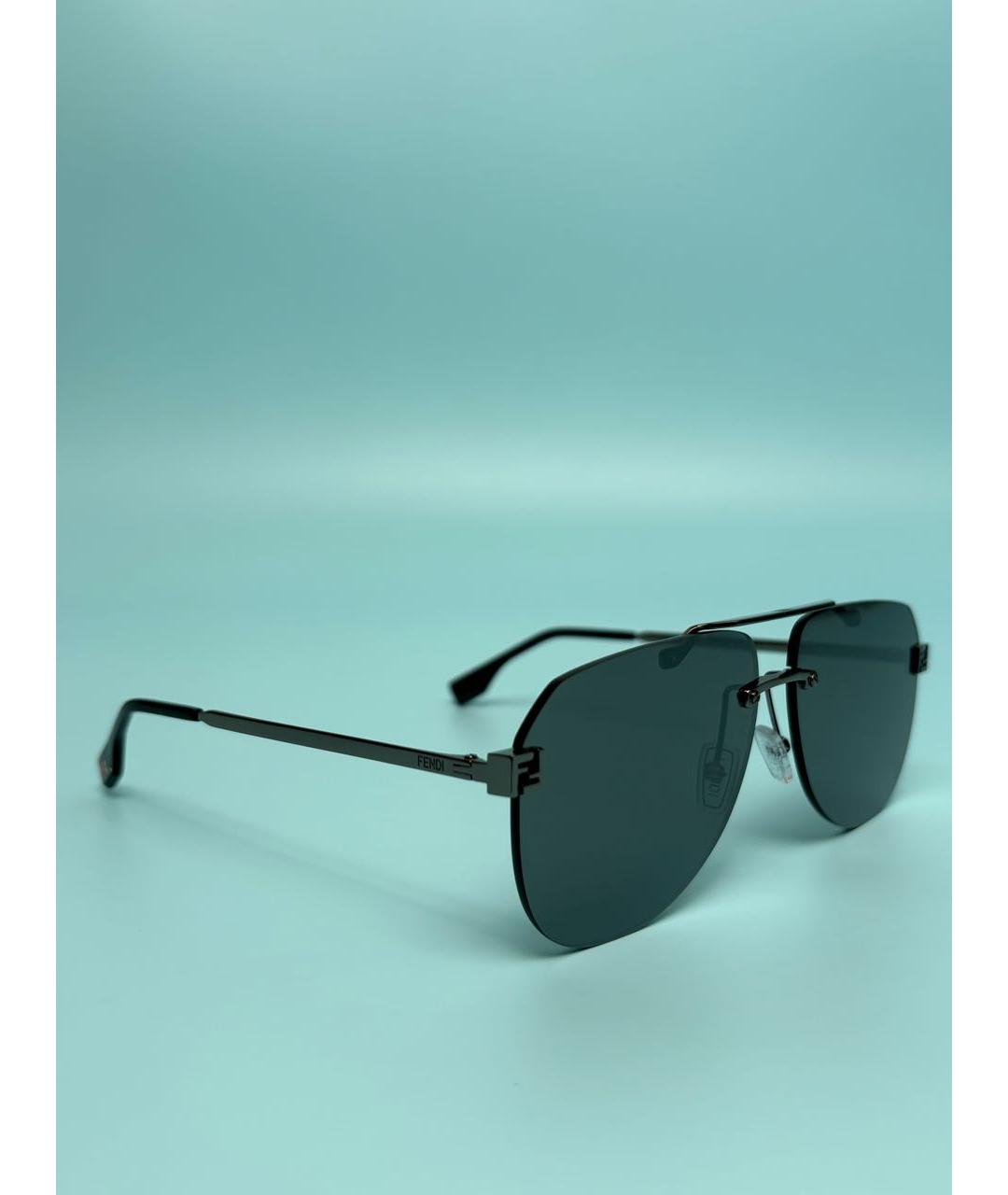 FENDI Антрацитовые металлические солнцезащитные очки, фото 2